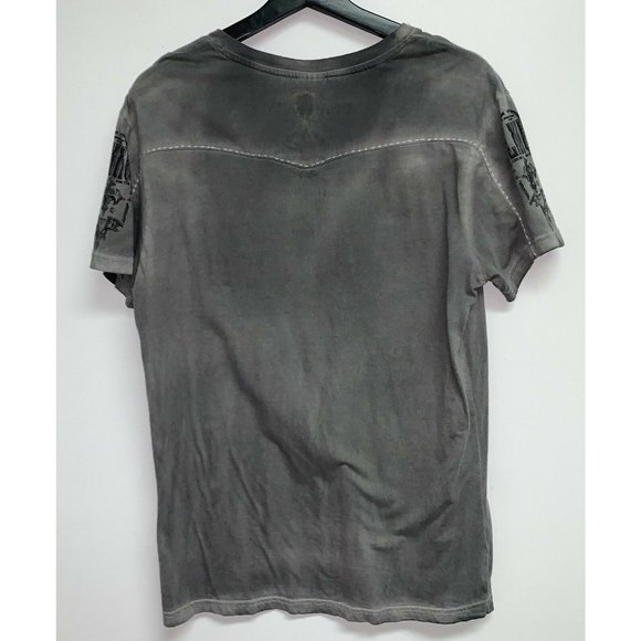 Blackarv Darkness Industries Mens Gray V-Neck Short Sleeve TShirt Size S Graphic - Picture 4 of 7